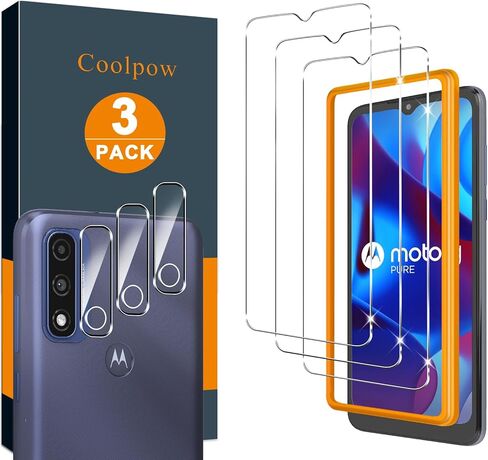 【3+3 عبوات】Coolpow مصمم لواقي الشاشة النقي Motorola Moto G من الزجاج المقوى، أداة سهلة التثبيت، صلابة 9H، مضادة للخدش، فائقة الدقة، مقاومة للخدش، سهلة التركيب، صديقة للحافظة، خالية من الفقاعات in Saudi Arabia