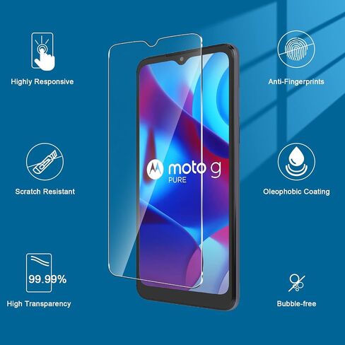 【3+3 عبوات】Coolpow مصمم لواقي الشاشة النقي Motorola Moto G من الزجاج المقوى، أداة سهلة التثبيت، صلابة 9H، مضادة للخدش، فائقة الدقة، مقاومة للخدش، سهلة التركيب، صديقة للحافظة، خالية من الفقاعات in Saudi Arabia