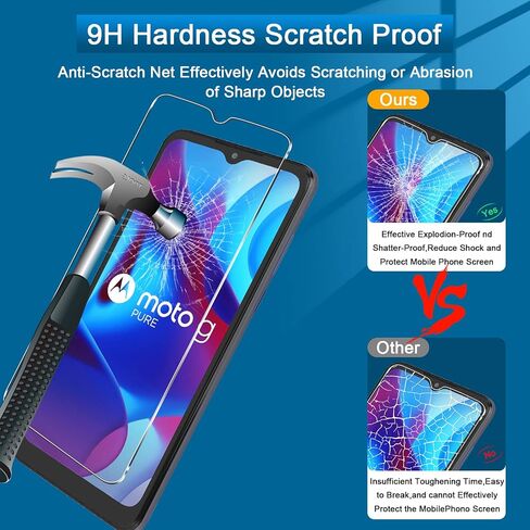 【3+3 عبوات】Coolpow مصمم لواقي الشاشة النقي Motorola Moto G من الزجاج المقوى، أداة سهلة التثبيت، صلابة 9H، مضادة للخدش، فائقة الدقة، مقاومة للخدش، سهلة التركيب، صديقة للحافظة، خالية من الفقاعات in Saudi Arabia