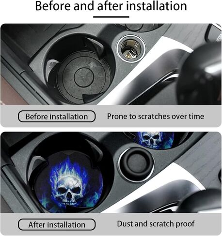 Blue Fire Skull Car Cup Coasters 2 Pack Absorbent Car Coasters to Keep Your Car Cup Holders Clean and Dry 2 Pack Car Cupholder to Keep Your Car Clean and Dry in Saudi Arabia