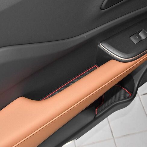 حامل أكواب Auovo بطانات متوافقة مع ملحقات Toyota Crown 2023 2024 مخصصة مضادة للغبار وسادات جيب لباب وحدة التحكم المركزية مجموعة 16 قطعة (زخرفة سوداء) in Kuwait