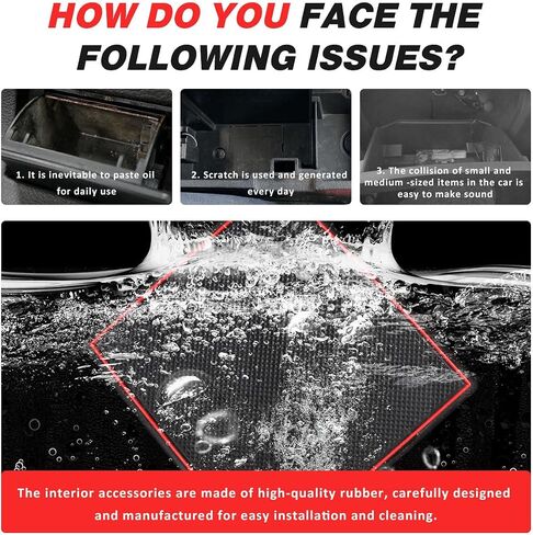 حامل أكواب Auovo بطانات متوافقة مع ملحقات Toyota Crown 2023 2024 مخصصة مضادة للغبار وسادات جيب لباب وحدة التحكم المركزية مجموعة 16 قطعة (زخرفة سوداء) in Kuwait
