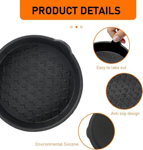 4 PCS Car Water Coaster, 2.99" x 0.98" TPE Environmentally Friendly Removable Anti-Slip Pattern Cup Holder, Elevated Edge Anti-Spill Decorative Accessories, for Most Car Models (Black #Flower) in Kuwait