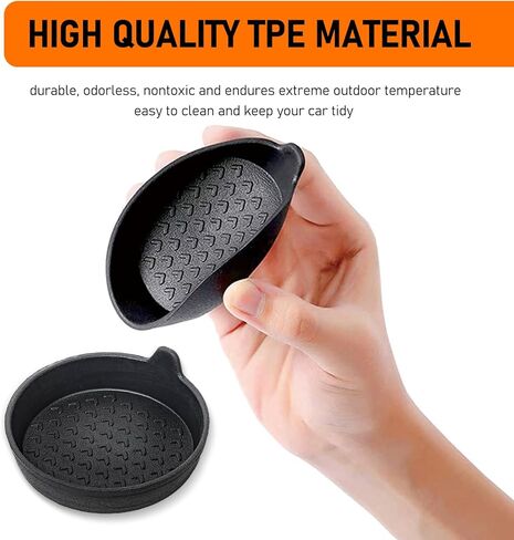 4 PCS Car Water Coaster, 2.99" x 0.98" TPE Environmentally Friendly Removable Anti-Slip Pattern Cup Holder, Elevated Edge Anti-Spill Decorative Accessories, for Most Car Models (Black #Flower) in Kuwait