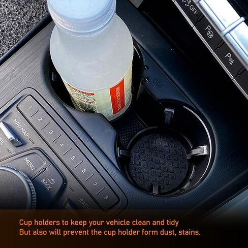 4 PCS Car Water Coaster, 2.99" x 0.98" TPE Environmentally Friendly Removable Anti-Slip Pattern Cup Holder, Elevated Edge Anti-Spill Decorative Accessories, for Most Car Models (Black #Flower) in Kuwait