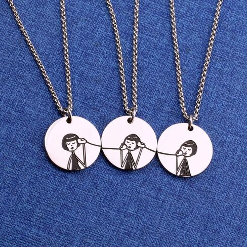 مجموعة قلادة Sweet 3 Friends Megaphone Girl من مجوهرات الأم والابنة قلادة BFF in Kuwait