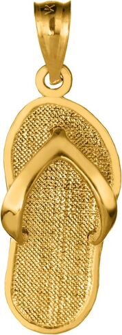 14K Solid Yellow Gold Slipper Flip Flop Pendant Charm, For Mom Daughter Girlfriend, Nickel Free Hypoallergenic for Sensitive Skin, Gift Box Included in Saudi Arabia