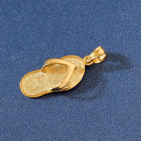 14K Solid Yellow Gold Slipper Flip Flop Pendant Charm, For Mom Daughter Girlfriend, Nickel Free Hypoallergenic for Sensitive Skin, Gift Box Included in Saudi Arabia