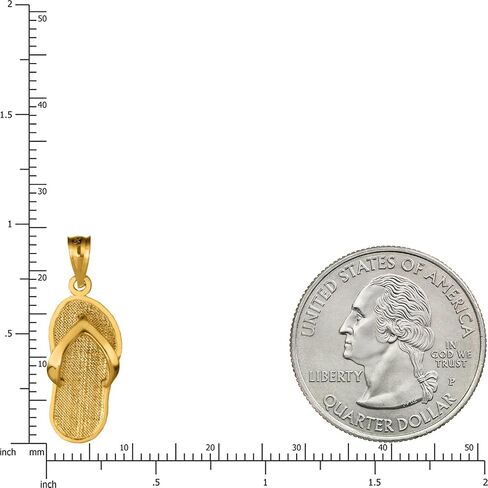 14K Solid Yellow Gold Slipper Flip Flop Pendant Charm, For Mom Daughter Girlfriend, Nickel Free Hypoallergenic for Sensitive Skin, Gift Box Included in Saudi Arabia