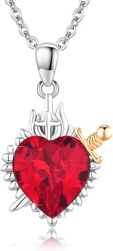 القلب المقدس ليسوع قلادة 925 الفضة الاسترليني القلب المقدس قلادة قلادة تميمة المسيحية مجوهرات للنساء الفتيات in Kuwait