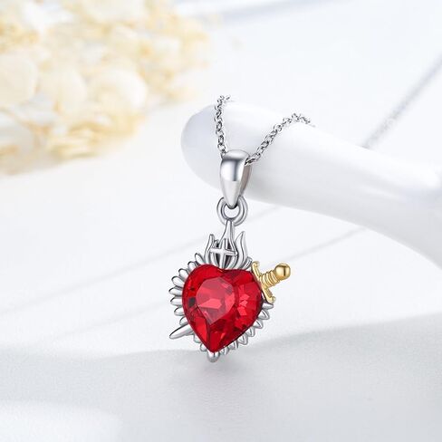 القلب المقدس ليسوع قلادة 925 الفضة الاسترليني القلب المقدس قلادة قلادة تميمة المسيحية مجوهرات للنساء الفتيات in Kuwait