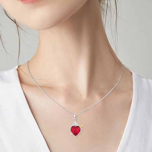 القلب المقدس ليسوع قلادة 925 الفضة الاسترليني القلب المقدس قلادة قلادة تميمة المسيحية مجوهرات للنساء الفتيات in Kuwait