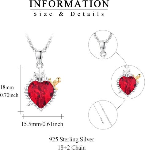 القلب المقدس ليسوع قلادة 925 الفضة الاسترليني القلب المقدس قلادة قلادة تميمة المسيحية مجوهرات للنساء الفتيات in Kuwait