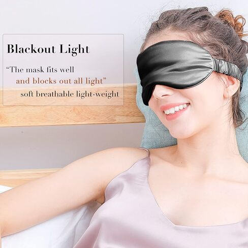 Mulberry Silk Eye Mask Sleep Mask for Women, Sleeping Mask for Women Men, Night Blindfold Blackout Covers, Travel Yoga Camping Restoration Masks, Comfort and Relax Silk Eye Mask, Black in Saudi Arabia