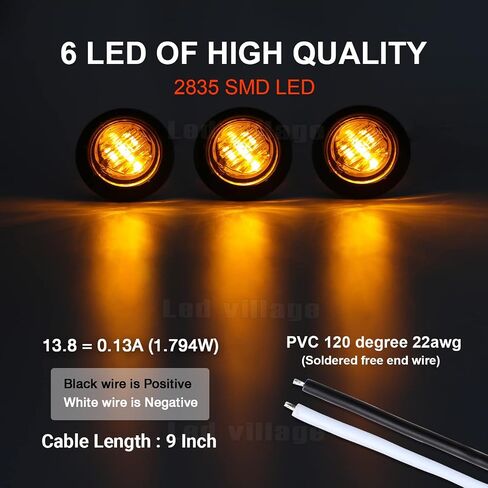 12 قطعة 1-1/4 بوصة جبل أبيض LED أضواء العلامات الجانبية 6 LED رصاصة ماركر مقطورة أضواء عالمية 12 فولت تيار مستمر المركبات RV شاحنة بيك اب فان قارب ماك in Saudi Arabia