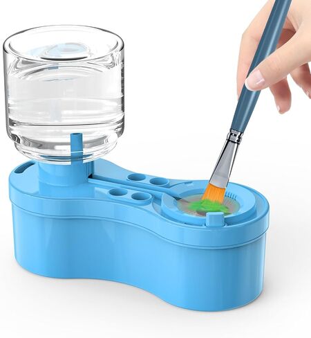 Paint Brush Cleaner, Painting Supplies with Drain and Brush Holder, Water Circulation Paint Brush Cleaner Tool for Watercolor, Acrylic, Water-Based Paints for Artist Kids, Watercolor Cleaning Tool in Saudi Arabia
