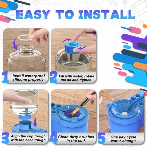 Paint Brush Cleaner, Painting Supplies with Drain and Brush Holder, Water Circulation Paint Brush Cleaner Tool for Watercolor, Acrylic, Water-Based Paints for Artist Kids, Watercolor Cleaning Tool in Saudi Arabia