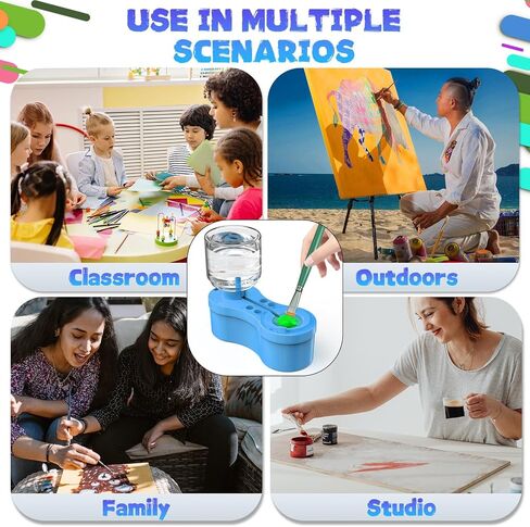 Paint Brush Cleaner, Painting Supplies with Drain and Brush Holder, Water Circulation Paint Brush Cleaner Tool for Watercolor, Acrylic, Water-Based Paints for Artist Kids, Watercolor Cleaning Tool in Saudi Arabia