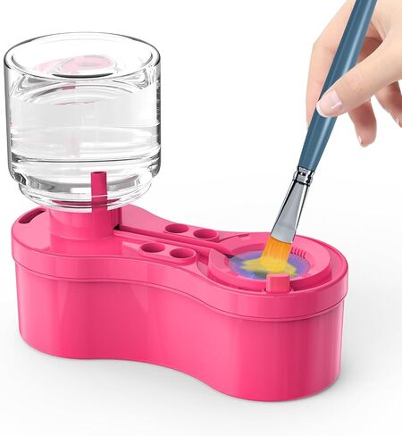 Paint Brush Cleaner, Painting Supplies with Drain and Brush Holder, Water Circulation Paint Brush Cleaner Tool for Watercolor, Acrylic, Water-Based Paints for Artist Kids, Watercolor Cleaning Tool in Saudi Arabia