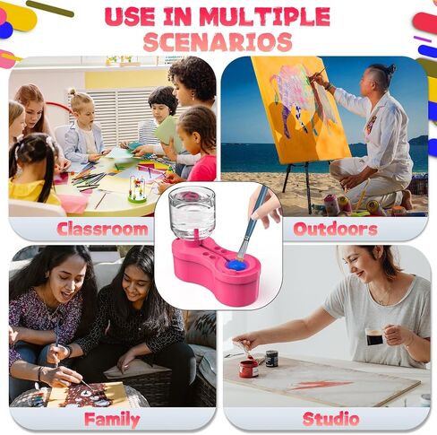 Paint Brush Cleaner, Painting Supplies with Drain and Brush Holder, Water Circulation Paint Brush Cleaner Tool for Watercolor, Acrylic, Water-Based Paints for Artist Kids, Watercolor Cleaning Tool in Saudi Arabia