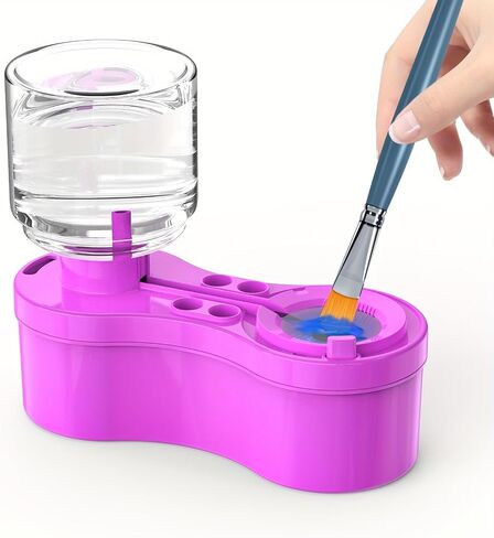 Paint Brush Cleaner, Painting Supplies with Drain and Brush Holder, Water Circulation Paint Brush Cleaner Tool for Watercolor, Acrylic, Water-Based Paints for Artist Kids, Watercolor Cleaning Tool in Saudi Arabia