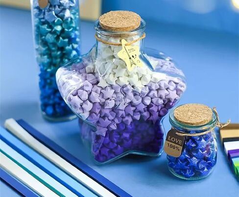 1350 sheets Origami Star Paper Blue Gradient colors Strips Double Sided Lucky Star Decoration Folding Paper for DIY Hand Art Crafts, School Teaching Supplies (Blue Gradient colors-1350 sheets) in Saudi Arabia