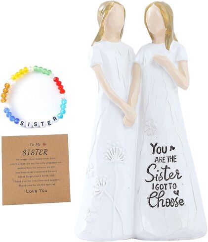 هدايا عيد ميلاد الأخت من الأخت مع سوار الأخت، أفضل هدايا عيد ميلاد الأصدقاء للنساء الصداقة، هدايا الأخوات الفريدة هدية الزفاف من الأخت 5.8 × 3.3 بوصة تماثيل أصابع مرسومة يدويًا من الراتنج in Kuwait