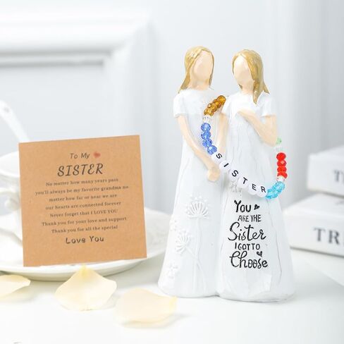 هدايا عيد ميلاد الأخت من الأخت مع سوار الأخت، أفضل هدايا عيد ميلاد الأصدقاء للنساء الصداقة، هدايا الأخوات الفريدة هدية الزفاف من الأخت 5.8 × 3.3 بوصة تماثيل أصابع مرسومة يدويًا من الراتنج in Kuwait