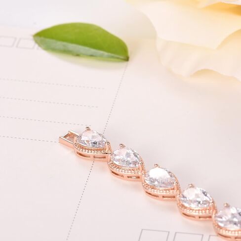 سوار تنس سلسلة SELOVO Teardrop باللون الذهبي الوردي للسيدات in Saudi Arabia