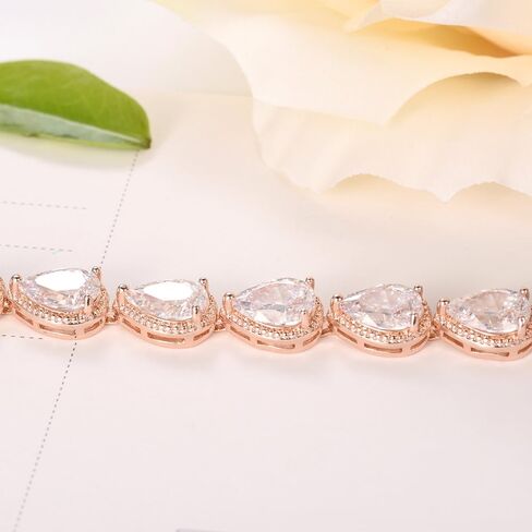 سوار تنس سلسلة SELOVO Teardrop باللون الذهبي الوردي للسيدات in Saudi Arabia
