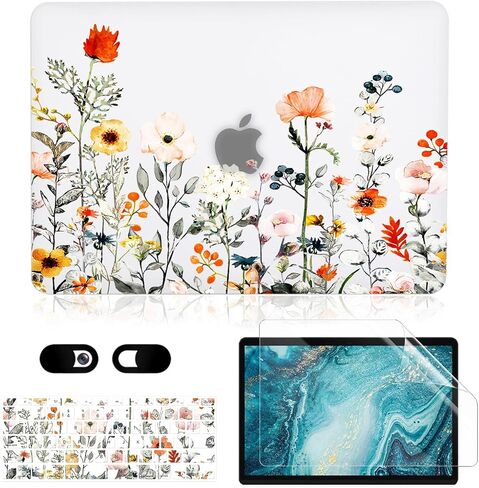 حافظة لجهاز MacBook Air 13 بوصة A1466 A1369 إصدار 2010-2017، غطاء صلب شفاف غير لامع 5 في 1 وغطاء لوحة مفاتيح وواقي شاشة وغطاء كاميرا ويب متوافق مع الإصدار الأقدم Mac Air 13.3، زهور الحديقة in Kuwait