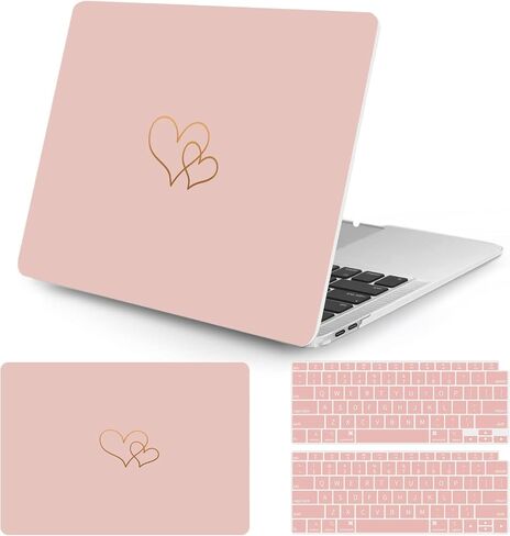Seorsok متوافق مع حافظة MacBook Air 13 بوصة 2020 2019 2018 الإصدار A1932 A2179 M1 A2337 Touch ID، حافظة بلاستيكية صلبة بنمط قلب لطيف وجميل مع غطاء لوحة المفاتيح، وردي in Kuwait