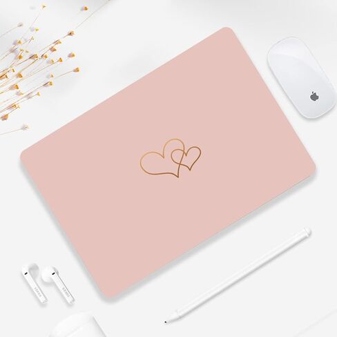 Seorsok متوافق مع حافظة MacBook Air 13 بوصة 2020 2019 2018 الإصدار A1932 A2179 M1 A2337 Touch ID، حافظة بلاستيكية صلبة بنمط قلب لطيف وجميل مع غطاء لوحة المفاتيح، وردي in Kuwait