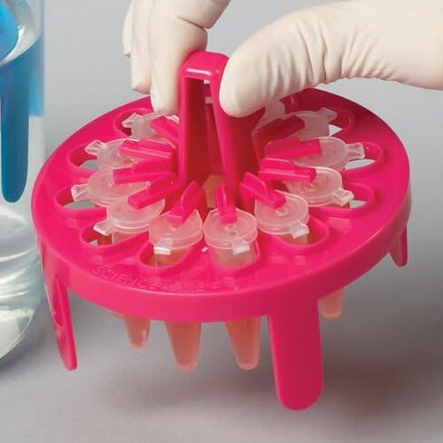 SP Bel-Art PrepSafe Microcentrifuge Tube Mini Floating Rack; No Vortexing Attachment, For 1.5-2.0ml Tubes, 12 Places, Fits 1000ml Beakers, Polypropylene, Fuchsia (F18742-0122) in Saudi Arabia