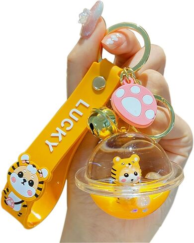 BEXOA Cute keychain Kawaii Shiba Inu Liquid Floating Keychain Backpack Charm Wristlet Bracelet Key Ring for Girl Women in Saudi Arabia