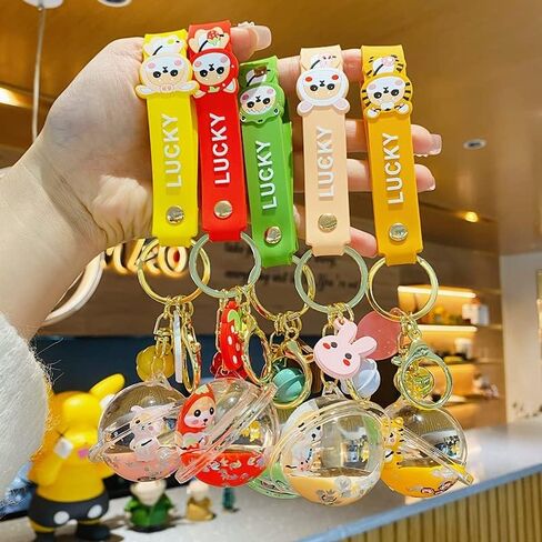 BEXOA Cute keychain Kawaii Shiba Inu Liquid Floating Keychain Backpack Charm Wristlet Bracelet Key Ring for Girl Women in Saudi Arabia