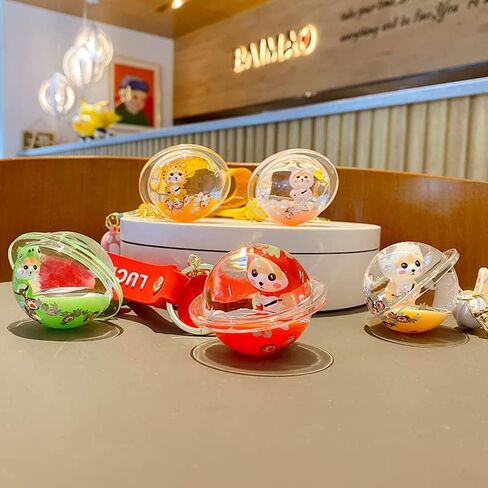 BEXOA Cute keychain Kawaii Shiba Inu Liquid Floating Keychain Backpack Charm Wristlet Bracelet Key Ring for Girl Women in Saudi Arabia