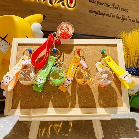 BEXOA Cute keychain Kawaii Shiba Inu Liquid Floating Keychain Backpack Charm Wristlet Bracelet Key Ring for Girl Women in Saudi Arabia
