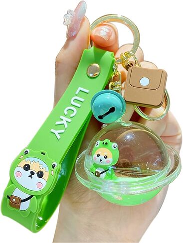 BEXOA Cute keychain Kawaii Shiba Inu Liquid Floating Keychain Backpack Charm Wristlet Bracelet Key Ring for Girl Women in Saudi Arabia
