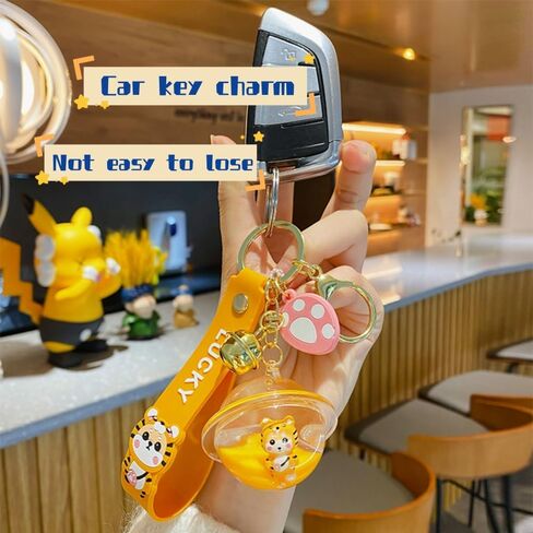 BEXOA Cute keychain Kawaii Shiba Inu Liquid Floating Keychain Backpack Charm Wristlet Bracelet Key Ring for Girl Women in Saudi Arabia