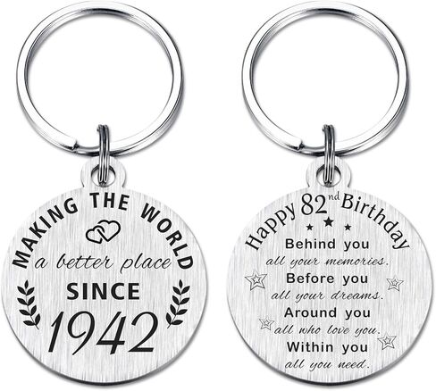 هدايا عيد الميلاد 82 للنساء والرجال، سلسلة مفاتيح عيد ميلاد عمرها 82 عامًا، هدايا مواليد 1942، زينة عيد ميلاد 1942 in Kuwait