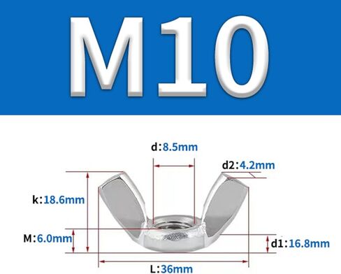 10 قطع من Maxmoral M10 جزء تثبيت فراشة من الفولاذ المقاوم للصدأ على شكل فراشة صامولة إعصار برغي يدوي ملتوي صامولة جناح 3/8 بوصة لتركيب اللوحة الشمسية وإصلاح الأثاث وإصلاح العشب in Kuwait