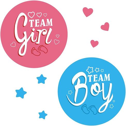 168 Pieces Colored Gold Stamping Gender Reveal Stickers,2 Inch Gold Glitter Team Girl and Boy Waterproof Label,for Gender Reveal Party Games Supplies, for Baby Showers or Gender Reveal Party in Kuwait