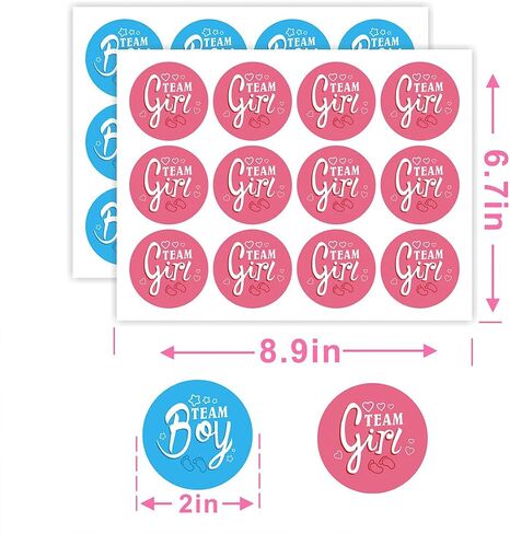 168 Pieces Colored Gold Stamping Gender Reveal Stickers,2 Inch Gold Glitter Team Girl and Boy Waterproof Label,for Gender Reveal Party Games Supplies, for Baby Showers or Gender Reveal Party in Kuwait