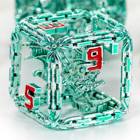 مجموعة نرد DND المعدنية - مجموعة نرد معدنية أساسية من Dragon D&D لألعاب لعب الأدوار (RPG) - نرد معدني متعدد السطوح مجوف جميل DND - مجموعة نرد D&D، مجموعة نرد الزنزانات والتنينات (ذهب أسود) in Kuwait