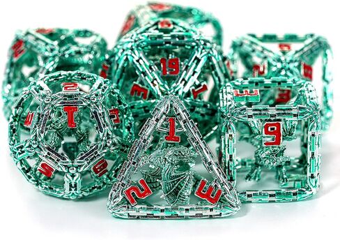 مجموعة نرد DND المعدنية - مجموعة نرد معدنية أساسية من Dragon D&D لألعاب لعب الأدوار (RPG) - نرد معدني متعدد السطوح مجوف جميل DND - مجموعة نرد D&D، مجموعة نرد الزنزانات والتنينات (ذهب أسود) in Kuwait