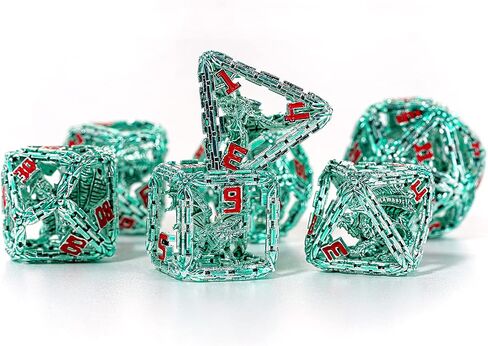 مجموعة نرد DND المعدنية - مجموعة نرد معدنية أساسية من Dragon D&D لألعاب لعب الأدوار (RPG) - نرد معدني متعدد السطوح مجوف جميل DND - مجموعة نرد D&D، مجموعة نرد الزنزانات والتنينات (ذهب أسود) in Kuwait