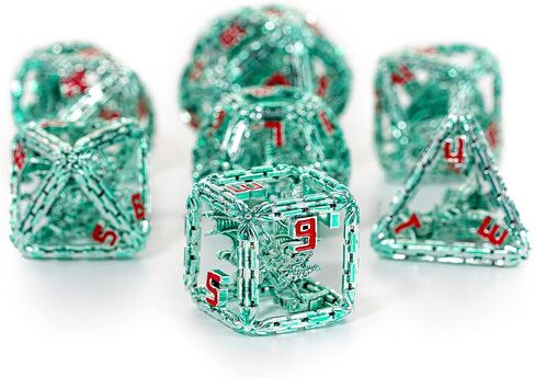 مجموعة نرد DND المعدنية - مجموعة نرد معدنية أساسية من Dragon D&D لألعاب لعب الأدوار (RPG) - نرد معدني متعدد السطوح مجوف جميل DND - مجموعة نرد D&D، مجموعة نرد الزنزانات والتنينات (ذهب أسود) in Kuwait