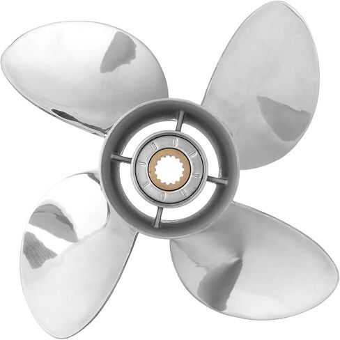 Qiilu Boat Outboard Propeller, 4-Blade Outboard Propeller Stainless Steel 13 x 19 RH Pitch Fit for YAMAHA 50‑130HP Engine in Saudi Arabia