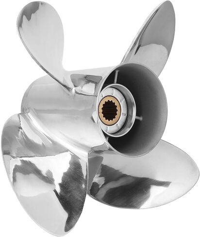 Qiilu Boat Outboard Propeller, 4-Blade Outboard Propeller Stainless Steel 13 x 19 RH Pitch Fit for YAMAHA 50‑130HP Engine in Saudi Arabia
